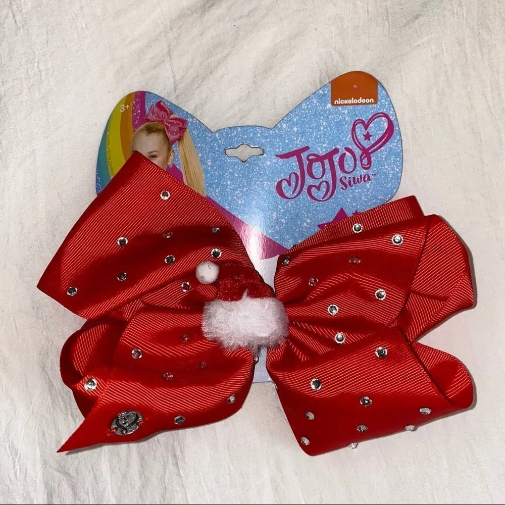 Jojo Siwa Santa Hat Red Rhinestone Christmas Bow